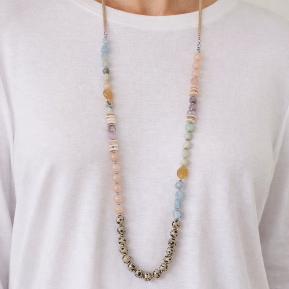 J. Jill Multicolor Beaded Necklace Boho Natural Stone  (BR1313/3)